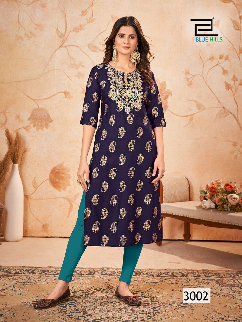 Blue Hills Classic Touch Vol 3 Rayon Printed Kurtis Wholesale Clothing Suppliers In India
